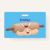 Mooie deegroller en deeggebak bakkende cartoon badge (Achterkant)