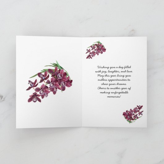 Mooie Deep Pink Winter Orchids Verjaardag Kaart (Binnen)