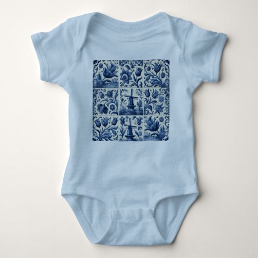 Mooie Delftsblauwe Tegeltjes Baby Bodysuit (Voorkant)