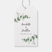 Mooie, delicate eucalyptusbruinbruiloft cadeaulabel (Voorkant)