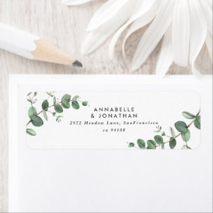 Mooie, delicate eucalyptusbruinbruiloft etiket