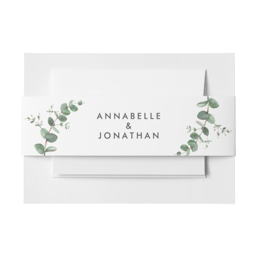 Mooie, delicate eucalyptusnaaldbruidskool uitnodigingen wikkel (Voorkant Voorbeeld)