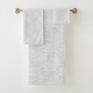 Mooie Delicate Lace Look Bloem Wit Bad Handdoek