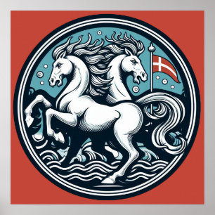 "Mooie Denemarken Mystieke Paarden" 19 Poster