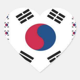 Mooie diagonale Koreaanse vlag: een oneindige kuns Hart Sticker