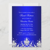 Mooie diamanten strik Royal Blue Sweet 16 uitnodig Kaart (Achterkant)