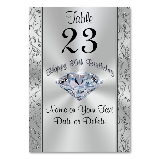 Mooie Diamond, Happy 80ste Verjaardag Tafel Kaarte Kaart (Voorkant)