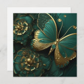 Mooie diepgroene & gouden vlinder (Voorkant / Achterkant)