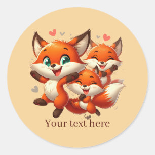 Mooie dier liefde vos aanpasbaar ronde sticker