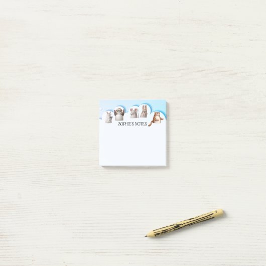 Mooie Dieren Cartoon Post-it® Notes (Op bureau)