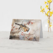 Mooie Dieren in het Woud Kerst Groet Kaart (Gele Bloem)