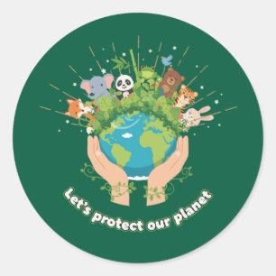 Mooie Dieren Laten we onze planeet aarde bescherme Ronde Sticker