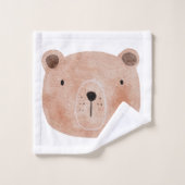 Mooie dieren monogram voor meisjes waterverf roze bad handdoek (Wasdoekje)