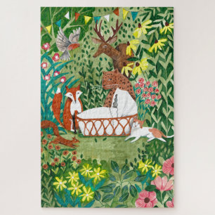 Mooie dieren oerwoud groene pasgeboren baby kinder legpuzzel
