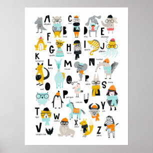 Mooie Dierenalfabet Sommige Hebben Mutsen Poster