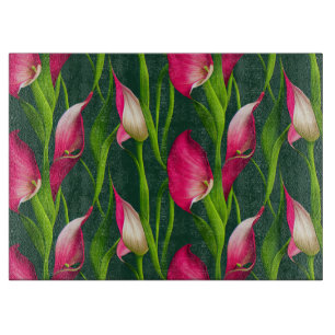 Mooie Dikke Roze & Groene Calla Lelie Bloemen Snijplank