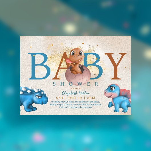 Mooie Dino Simple Funny Cute Baby Shower Kaart