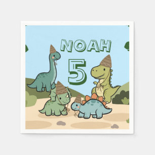 Mooie dinosaurus verjaardag papieren servetten