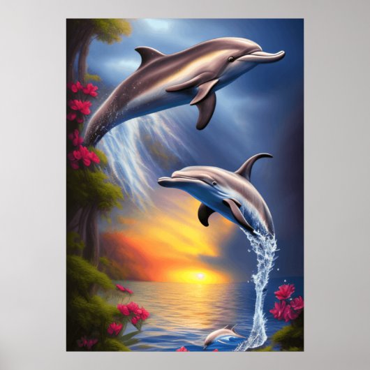 Mooie dolfijn duo in het paradijs poster (Voorkant)