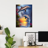 Mooie dolfijn duo in het paradijs poster (Thuiskantoor)