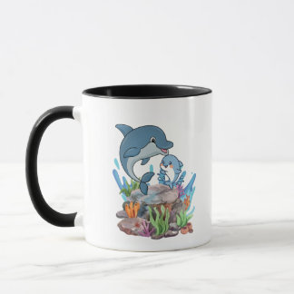 Mooie Dolfijn Moeder en Baby Koffiemok Mok