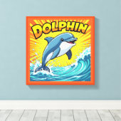 Mooie dolfijn springt uit de oceaan canvas afdruk (Insitu (Houten vloer))