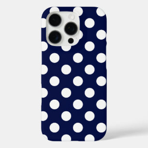 Mooie donkerblauwe en stijlvolle grote stippen iPhone 16 pro hoesje