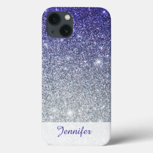 Mooie donkerblauwe Paarse glitter Ombre iPhone Ca iPhone 13 Hoesje