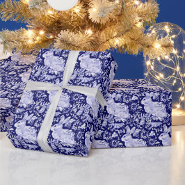 Mooie Donkere Blauw en witte konijn Dedham Delft Cadeaupapier