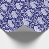 Mooie Donkere Blauw en witte konijn Dedham Delft Cadeaupapier (Hoek)