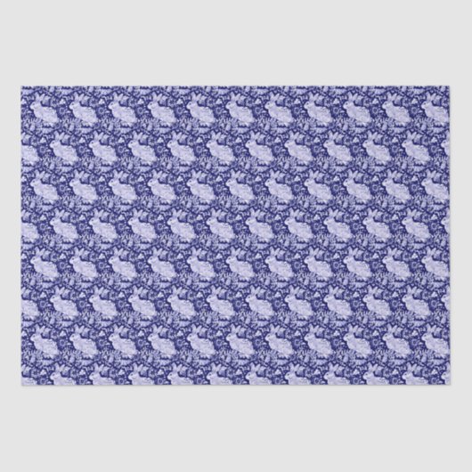 Mooie Donkere Blauw en witte konijn Dedham Delft Tissuepapier (Voorkant)
