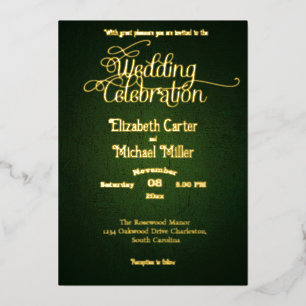 Mooie donkergroene olijf kleur folie uitnodiging