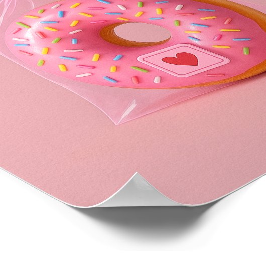 Mooie Donut Muurkunst, Roze Esthetische Keuken Poster (Hoek)