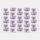 Mooie Draak met Elegant Kroon Patterned Inpakpapier Vel (Voorkant 3)
