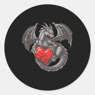 Mooie Draak Met Groot Rode Hart Outfit Ronde Sticker