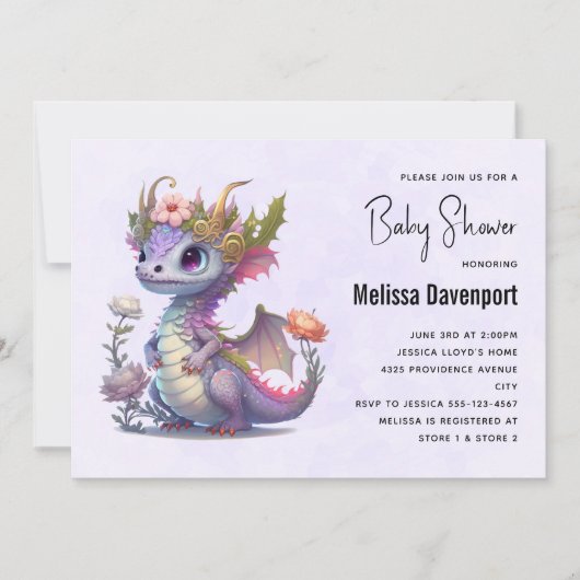 Mooie Dragon met Elegant Crown Baby shower Kaart (Voorkant)