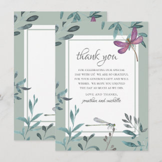 Mooie Dragonfly en een Grieks huwelijk in de tuin Bedankkaart