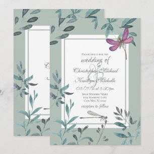 Mooie Dragonfly en een Grieks huwelijk in de tuin Kaart