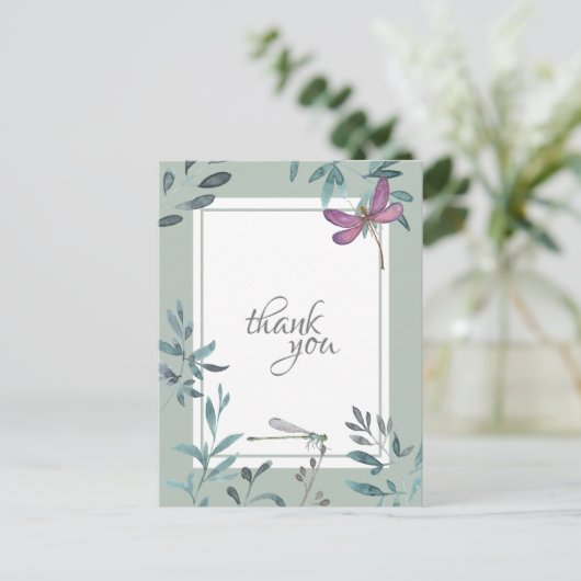 Mooie Dragonfly en Garden Greenery Dank u Briefkaart (Staand voorkant)
