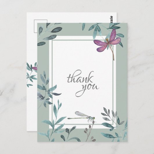 Mooie Dragonfly en Garden Greenery Dank u Briefkaart (Voorkant / Achterkant)