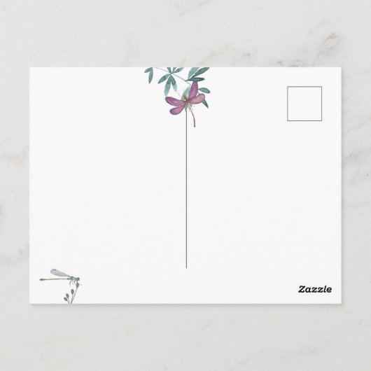 Mooie Dragonfly en Garden Greenery Dank u Briefkaart (Achterkant)