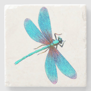 Mooie Dragonfly met Bright Blue Turquoise Stenen Onderzetter
