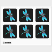 Mooie Dragonfly met Bright Blue Turquoise Vierkante Sticker (Vel)