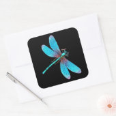 Mooie Dragonfly met Bright Blue Turquoise Vierkante Sticker (Envelop)