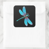 Mooie Dragonfly met Bright Blue Turquoise Vierkante Sticker (Tas)