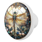 Mooie Dragonfly Roze Parels Turquoise Pareltjes Keramische Knop (Rechts)