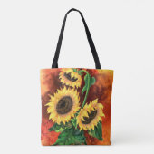 Mooie drie zonnebloemen Canvas tas - Schilderen (Achterkant)