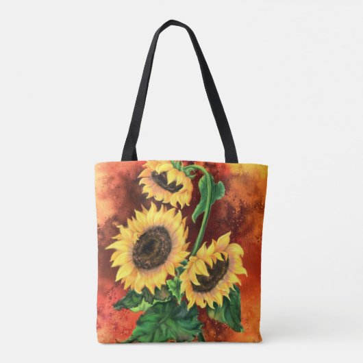 Mooie drie zonnebloemen Canvas tas - Schilderen (Achterkant)