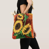 Mooie drie zonnebloemen Canvas tas - Schilderen (Dichtbij)