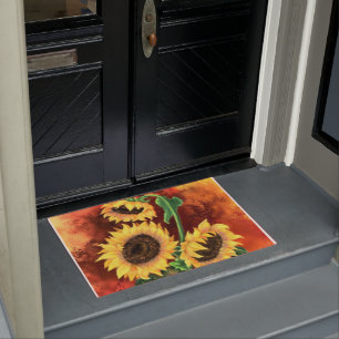 Mooie drie zonnebloemen - gemanipuleerde kunstschi deurmat